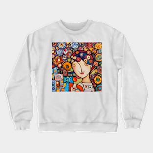 Woman with flowers Crewneck Sweatshirt